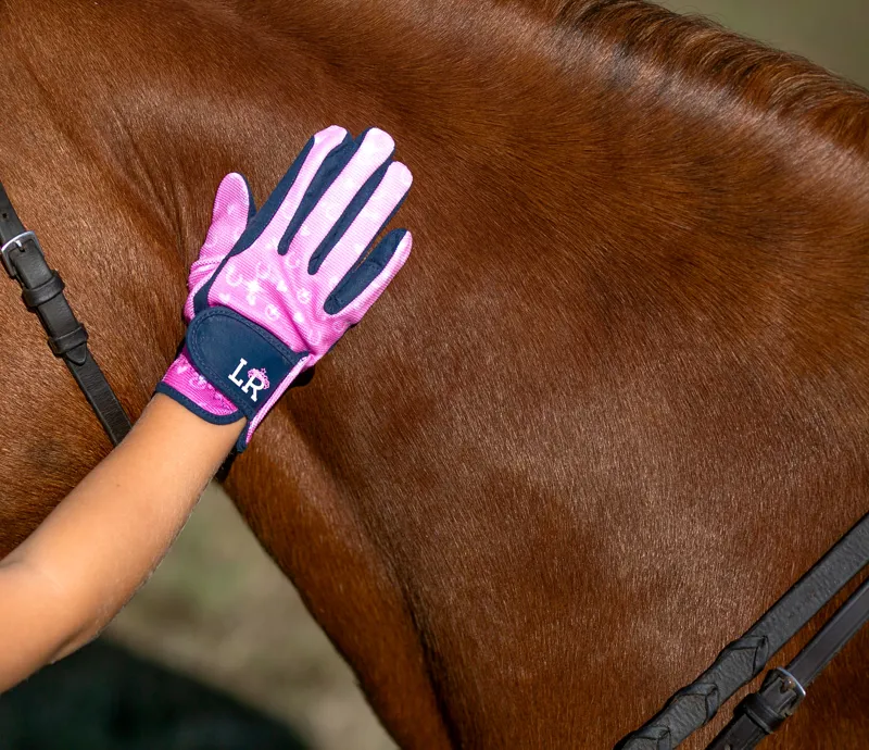 Pony Fantasy Riding Gloves by Little Rider - Navy/Pink-2